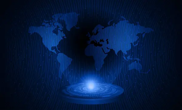 Maailmankartta Sinisellä Pohjalla Globaali Liiketoimintakonsepti — vektorikuva
