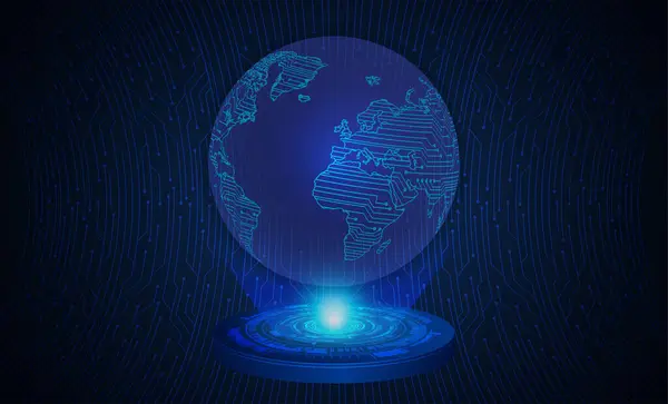 Blue World Cyber Circuit Futuro Concetto Tecnologia Sfondo — Vettoriale Stock
