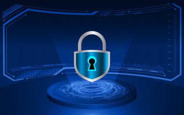 asma kilit ve kalkan ile siber güvenlik kavramı