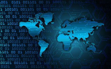 parlayan noktalı dijital dünya haritası.