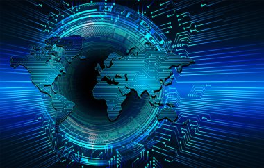 parlayan noktalı dijital dünya haritası.