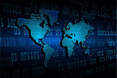 parlayan noktalı dijital dünya haritası.