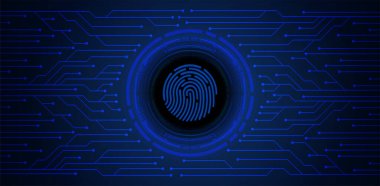 Parmak izi ve teknoloji elementleriyle soyut arkaplan