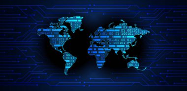 HUD dünya devre kartı gelecek teknolojisi, mavi hud siber güvenlik kavramı arka plan