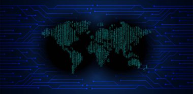 HUD dünya devre kartı gelecek teknolojisi, mavi hud siber güvenlik kavramı arka plan