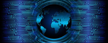 HUD dünya devre kartı gelecek teknolojisi, mavi hud siber güvenlik kavramı arka plan