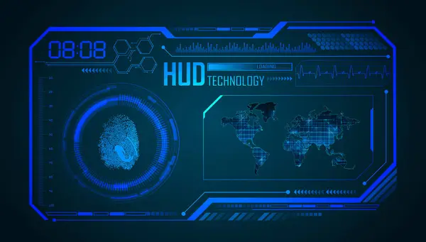 Hud世界サーキットボード未来技術 ブルーハッドサイバーセキュリティコンセプトの背景 — ストックベクタ