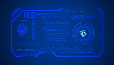HUD devre kartı gelecek teknolojisi, mavi hud siber güvenlik kavramı