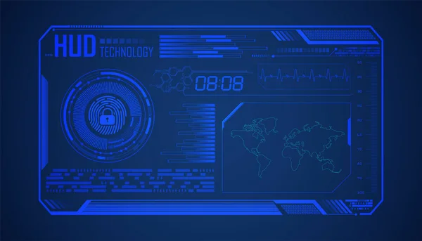 Hud Devre Kartı Gelecek Teknolojisi Mavi Hud Siber Güvenlik Kavramı — Stok Vektör