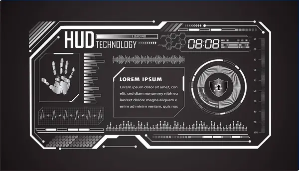 Hud Printplaat Toekomstige Technologie Blue Hud Cyber Security Concept Achtergrond — Stockvector