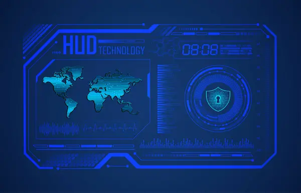 Технология Будущего Hud Синий Фон Концепции Кибербезопасности — стоковый вектор