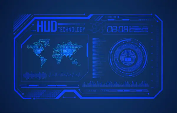 Tecnología Futura Placa Circuito Hud Fondo Azul Del Concepto Seguridad — Archivo Imágenes Vectoriales