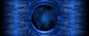 Dünya küresi ile siber devre gelecek teknolojisi kavramı