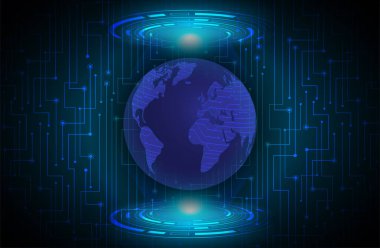 Küresel ve parlayan noktalı dünya haritası. vektör illüstrasyonu.