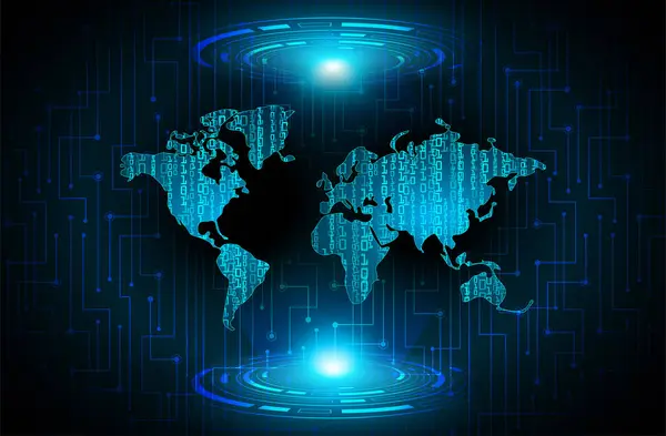 Globalna Koncepcja Technologii Mapą Świata Kodem Binarnym — Wektor stockowy