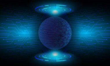 Dünya küresi ile siber devre gelecek teknolojisi kavramı