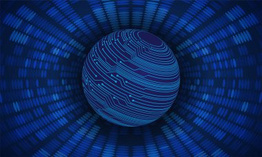 Dünya küresi ile siber devre gelecek teknolojisi kavramı