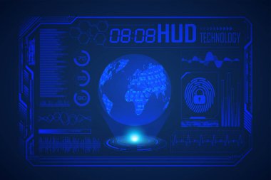 Hud elementleriyle gelecek teknolojisi arayüzü, vektör illüstrasyonu