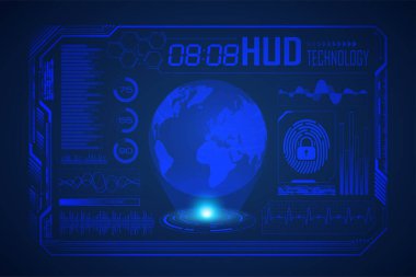 Hud elementleriyle gelecek teknolojisi arayüzü, vektör illüstrasyonu