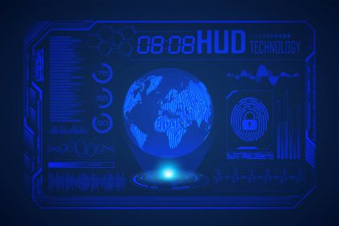 Hud elementleriyle gelecek teknolojisi arayüzü, vektör illüstrasyonu