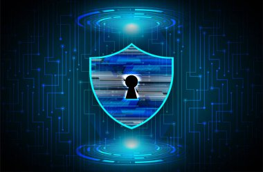 Soyut kalkan ve soyut teknoloji arka planına sahip güvenlik kavramı