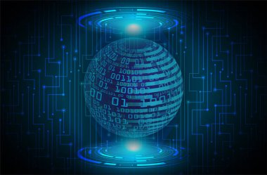 küresel ağ bağlantısı kavramı. İkili veri içeren dünya haritası ve mavi arkaplanda ikili kod. internet teknolojisi.