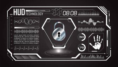 Siber güvenlik arayüzü. Teknoloji konsepti vektör illüstrasyonu