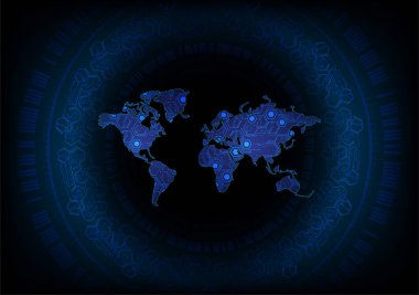 Dünya haritalı soyut gelecek arkaplanı