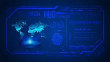 Hud elementleri ve teknolojisi olan soyut fütüristik arka plan. Teknoloji arayüzü hud. Hud arayüzü. vektör illüstrasyonu