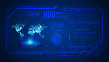 Geleceksel hud arayüzü, hologram, vektör çizimi
