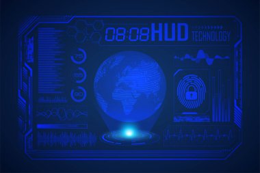 Hud elementleriyle gelecek teknolojisi arayüzü, vektör illüstrasyonu