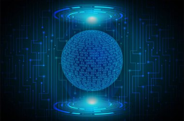 ikili kodlu küre, dijital veri teknolojisi ve internet ağ bağlantısı.