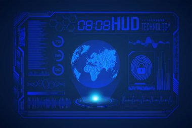 Hud elementleriyle gelecek teknolojisi arayüzü, vektör illüstrasyonu