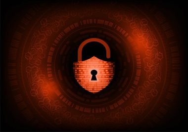 Siber güvenlik kavramı. Teknoloji arka planında asma kilit. 