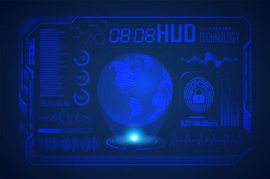 Hud elementleriyle gelecek teknolojisi arayüzü, vektör illüstrasyonu