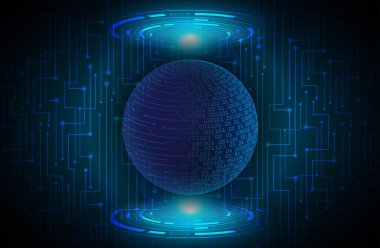 ikili kodlu küre, dijital veri teknolojisi ve internet ağ bağlantısı.