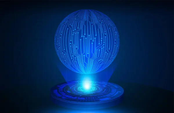 Mondo Binario Circuito Futuro Tecnologia Blu Hud Cyber Sicurezza Concetto — Vettoriale Stock