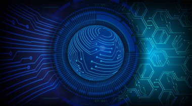 Dünya küresi ile siber güvenlik ve gelecekteki teknoloji kavramı