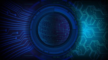 Dünya küresi ile siber güvenlik ve gelecekteki teknoloji kavramı