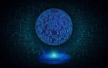 Dünya küresi ile siber güvenlik ve gelecekteki teknoloji kavramı