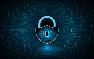 Dijital arkaplanda asma kilit, siber güvenlik