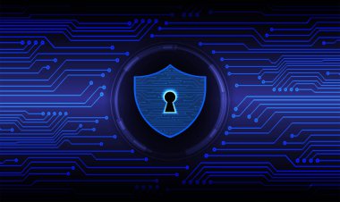 Dijital arkaplanda asma kilit, siber güvenlik