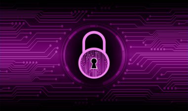 Dijital arkaplanda asma kilit, siber güvenlik