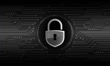 Dijital arkaplanda asma kilit, siber güvenlik