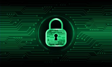 Dijital arkaplanda asma kilit, siber güvenlik