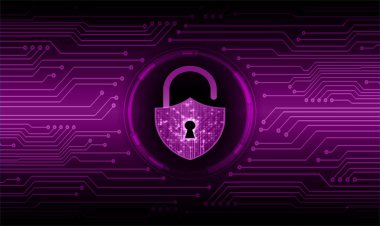 Dijital arkaplanda asma kilit, siber güvenlik