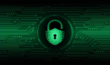 Dijital arkaplanda asma kilit, siber güvenlik