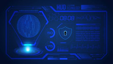 Fütürist kullanıcı arayüzü hologramı. Fütürist teknoloji, hud arayüzü. Sanal ekran, kullanıcı arayüzü. vektör illüstrasyonu