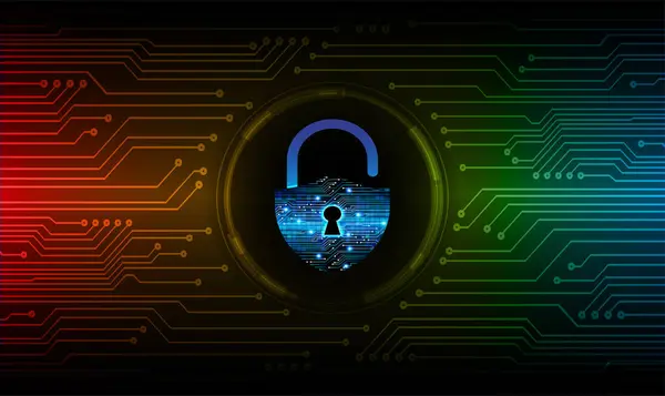 Dijital Arkaplanda Asma Kilit Siber Güvenlik — Stok Vektör