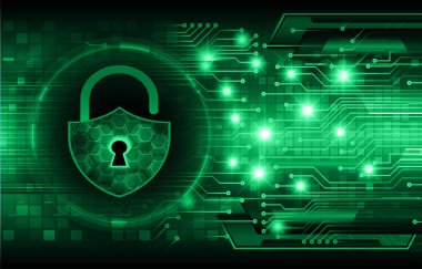 Kilit ve vektör illüstrasyonlu siber güvenlik kavramı